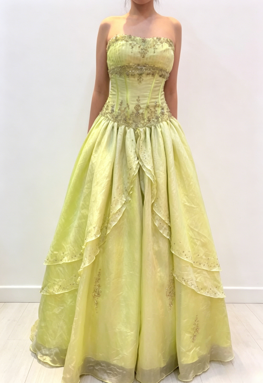 Fairy Green Prom Dress Strapless Formal Dress A-line Sequins Tulle Long Evening Dress ED07691