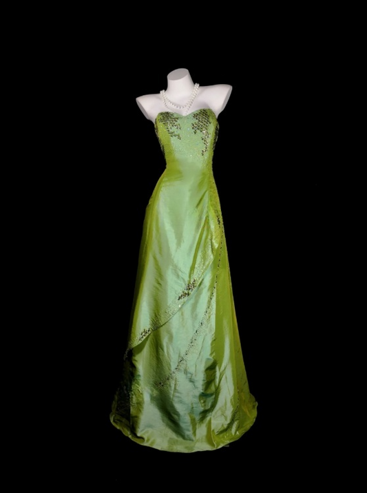 Chic Sheath Sweetheart Long Evening Dress Satin Green Prom Dress ED07715