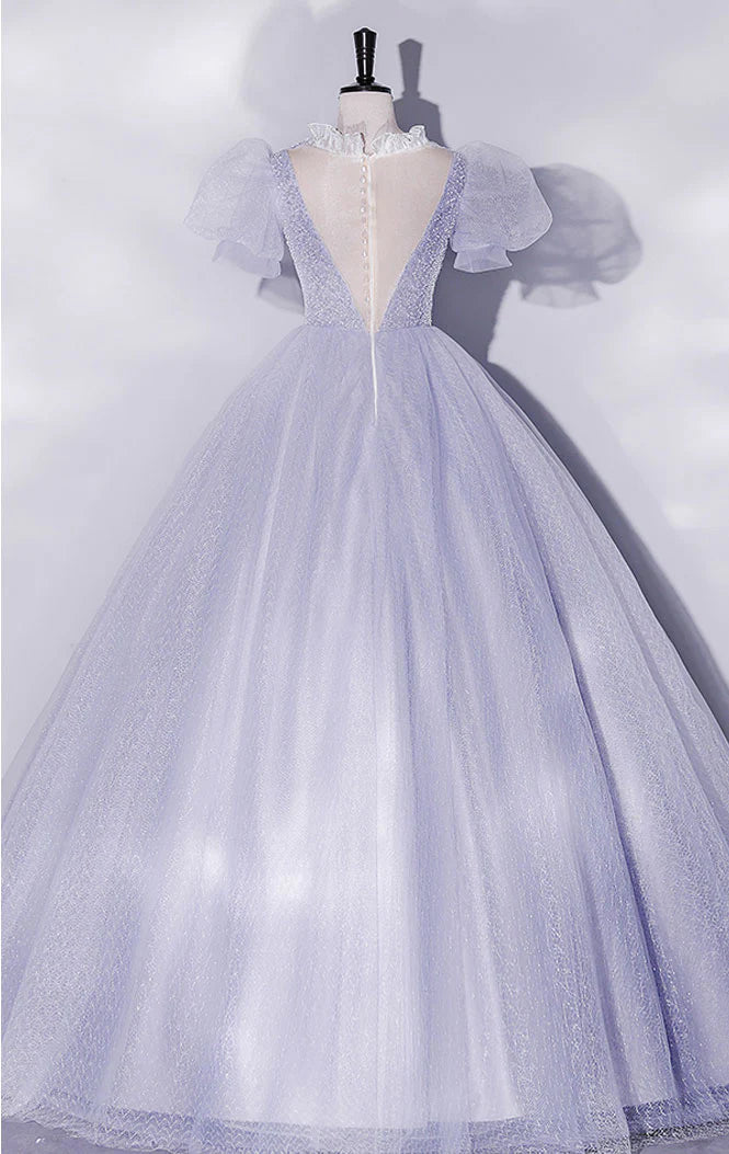 Light Purple Tulle Long Prom Dresses, Purple Tulle Formal Dresses ED0773