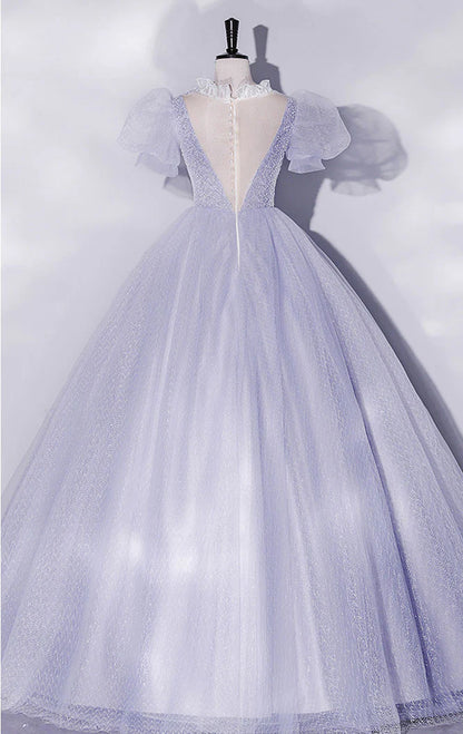 Light Purple Tulle Long Prom Dresses, Purple Tulle Formal Dresses ED0773