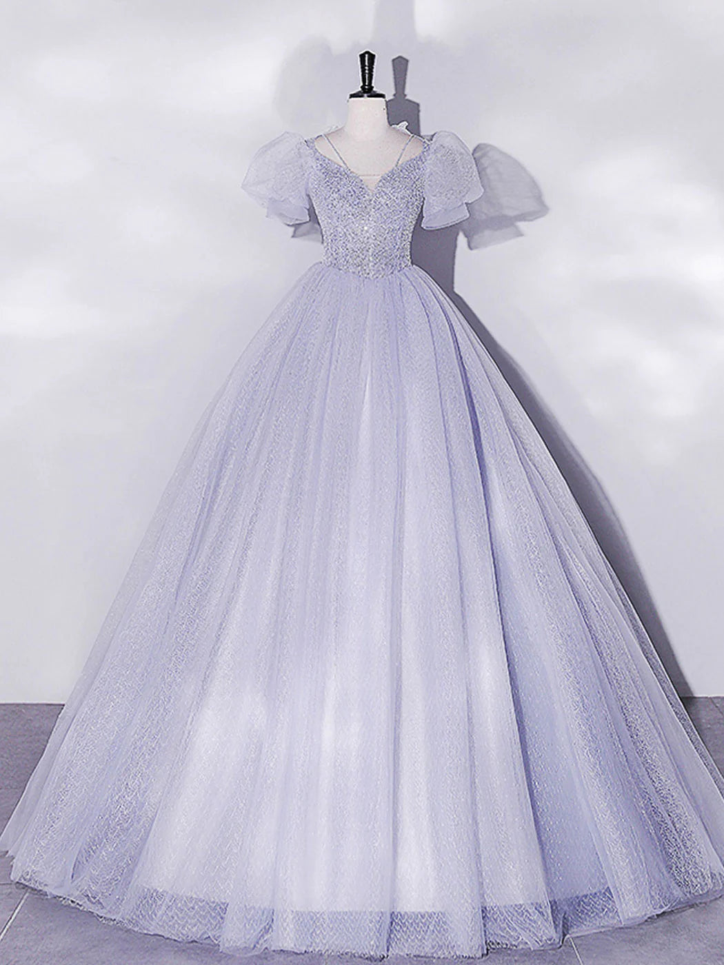 Light Purple Tulle Long Prom Dresses, Purple Tulle Formal Dresses ED0773