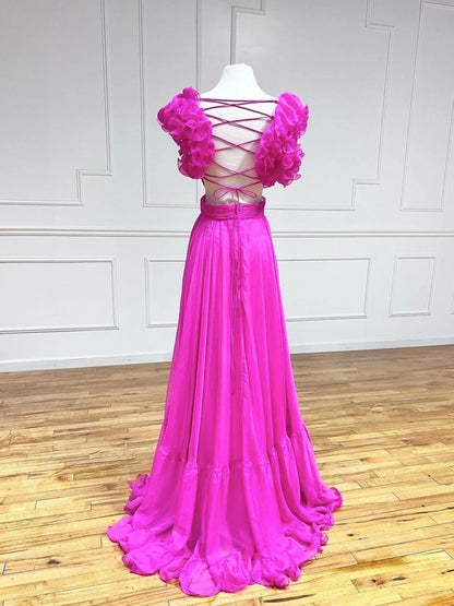 Robe de bal longue dos nu coupe trapèze, robe de soirée longue rouge ED0774