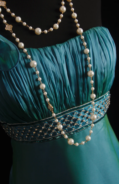 Fashion Peacock Blue Wedding Guest Dress One-shoulder Sheath Satin Long Evening Dress ED07741