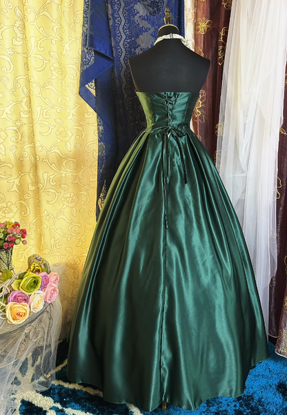 Robe de Bal Verte à la Mode Bustier Coupe A Satin Robe de Soirée Longue ED07742