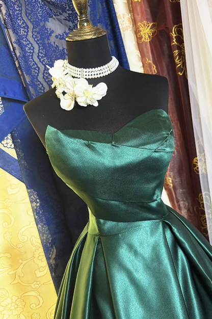 Robe de Bal Verte à la Mode Bustier Coupe A Satin Robe de Soirée Longue ED07742