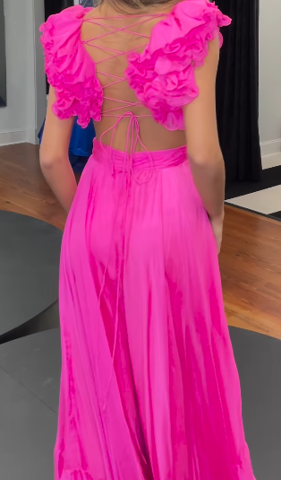 Robe de bal longue dos nu coupe trapèze, robe de soirée longue rouge ED0774