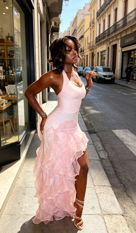 Fashion Pink Prom Dress Halter Sheath Short Evening Dress Tulle Birthday Dress ED07758