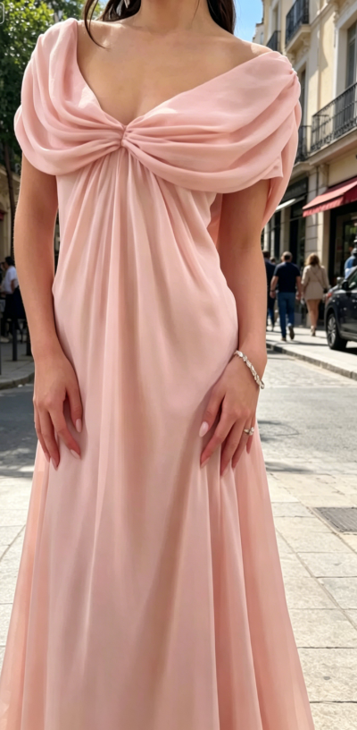Modisches rosa Ballkleid, V-Ausschnitt, Etui-Schnitt, langes Abendkleid aus Chiffon, Geburtstagskleid ED07759
