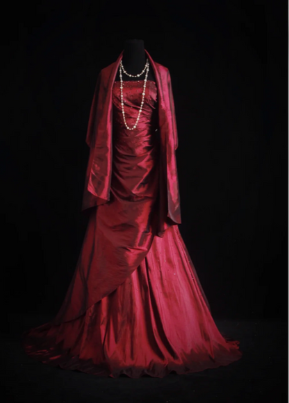 Robe de Soirée Fourreau Longue en Satin sans Bretelles Robe de Bal Magnifique Bordeaux ED07779