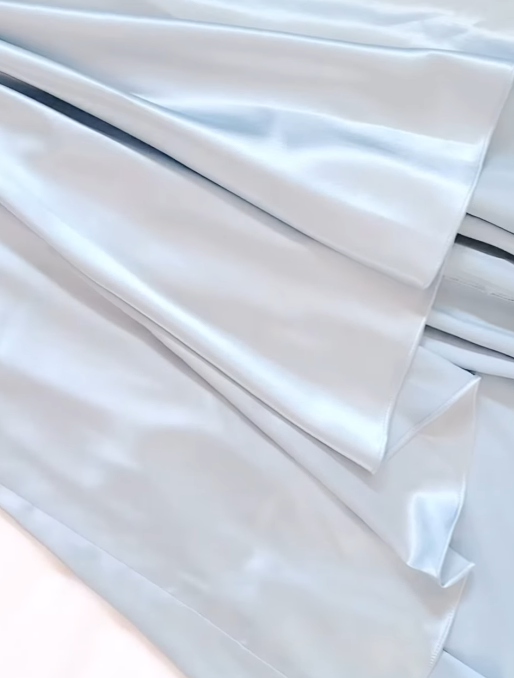 Robe de soirée sirène simple en satin bleu glacier à bretelles ED07788
