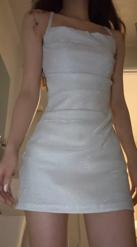 Cute White Birthday Dress Sheath Satin Cocktail Dress Spaghetti Straps Party Dress ED07879