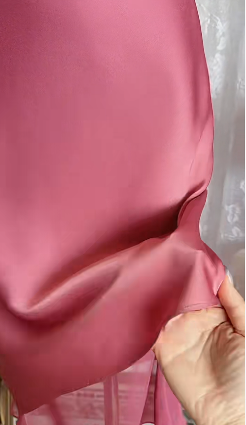 Robe de soirée chic à fines bretelles en mousseline rose courte ED07890