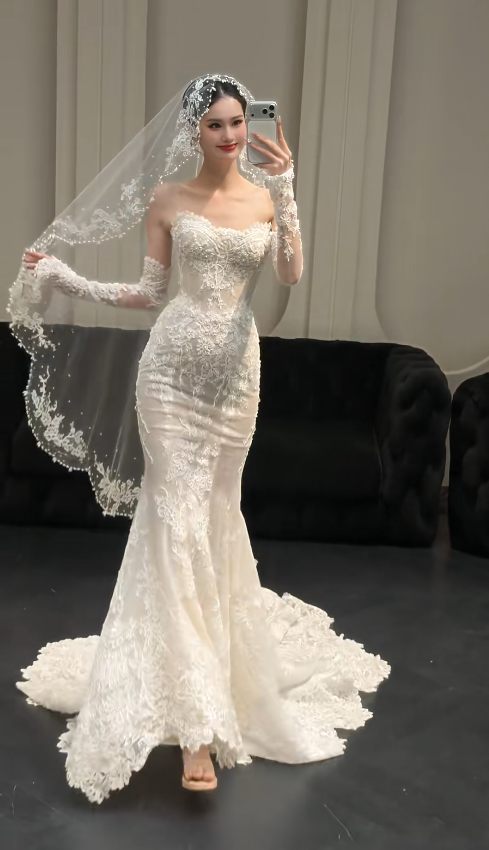Timeless Sweetheart Mermaid Wedding Dress Lace Bridal Dress White Bridal Gown ED07896