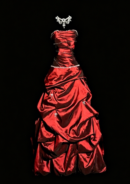 Chic Strapless A-Line Satin Long Evening Dress Burgundy Prom Dress ED07907