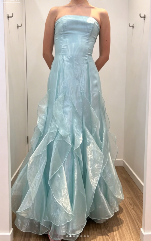 Elegantes trägerloses A-Linien Tüll Abendkleid Mintgrün Ballkleid ED07924