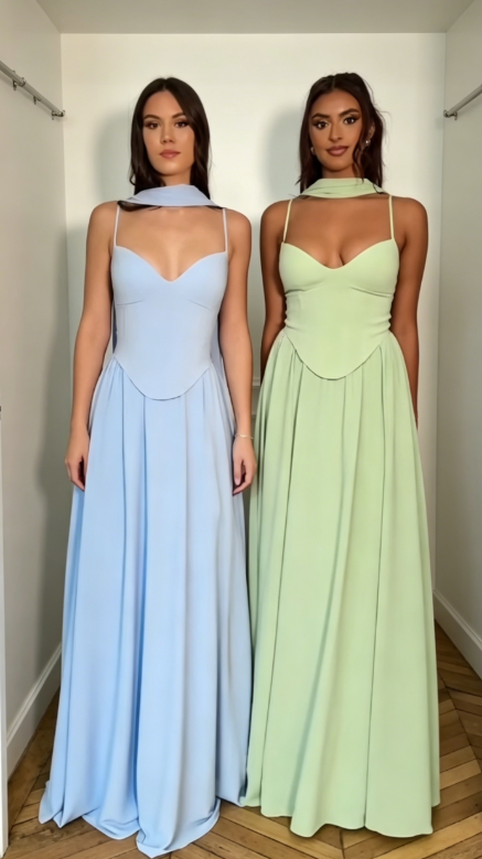 Elegantes blaues Brautjungfernkleid aus Chiffon, Etuikleid, Spaghettiträger, langes Abendkleid ED07937