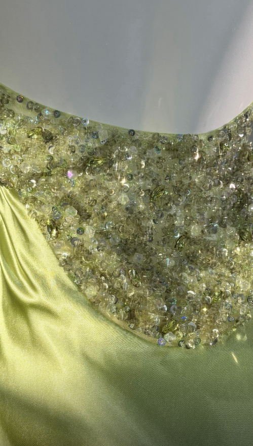 Elegant Halter Sheath Long Evening Dress Satin Prom Dress Green Wedding Guest Dress ED07942