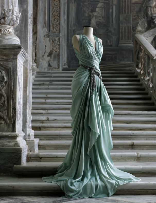 Élégante robe de soirée longue fourreau à col en V, robe de bal en mousseline, robe de demoiselle d'honneur bleu Tiffany ED07943
