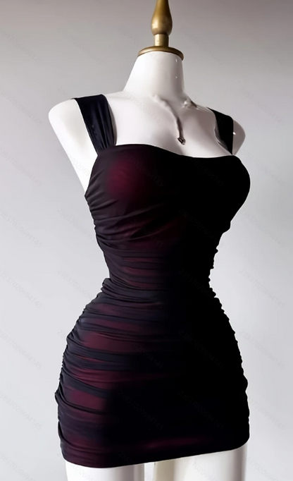 Fashion Straps Birthday Dress Sheath Chiffon Graduation Party Dress Black Short Prom Dress ED07966