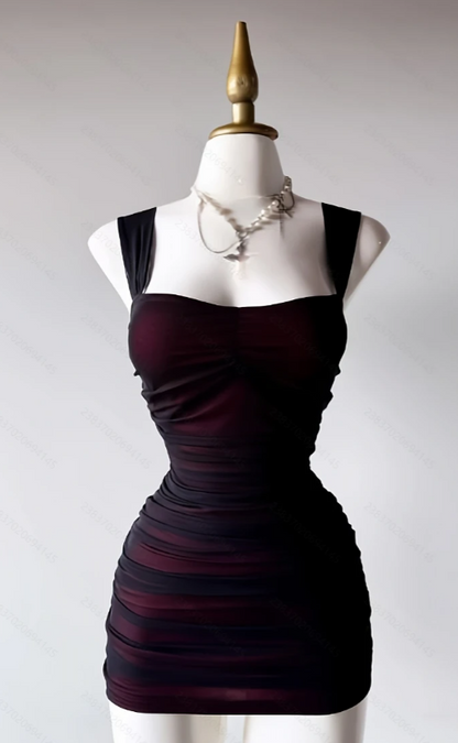 Fashion Straps Birthday Dress Sheath Chiffon Graduation Party Dress Black Short Prom Dress ED07966
