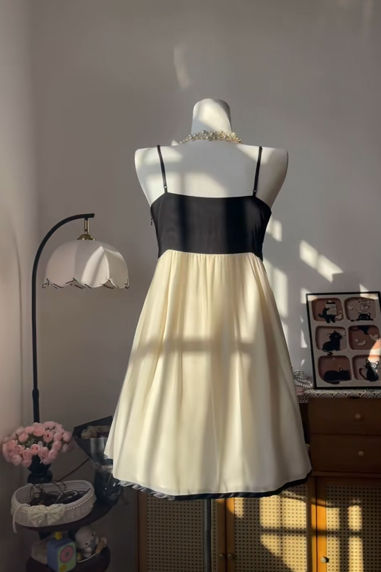 Vintage Spaghetti Straps Birthday Dress A-Line Chiffon Graduation Party Dress Apricot Short Prom Dress ED07968