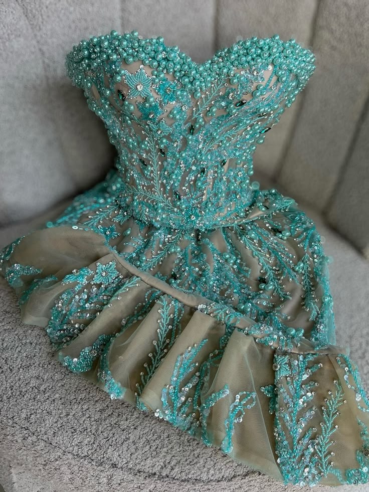 Niedliches Geburtstagskleid für Schatz, A-Linie, Tüll, Perlen, Abschlussfeierkleid, Türkis, kurzes Ballkleid ED07971
