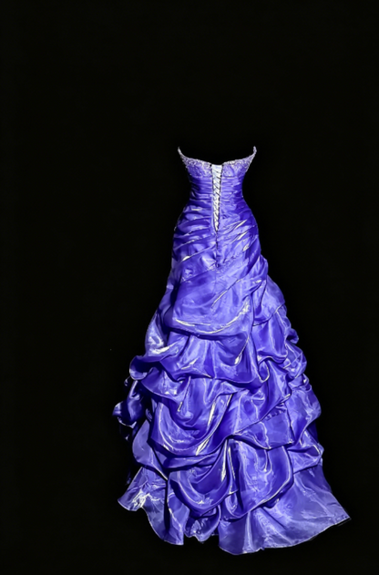 Robe de soirée longue fourreau en satin orné de perles chic et élégante, robe de bal violette ED07981