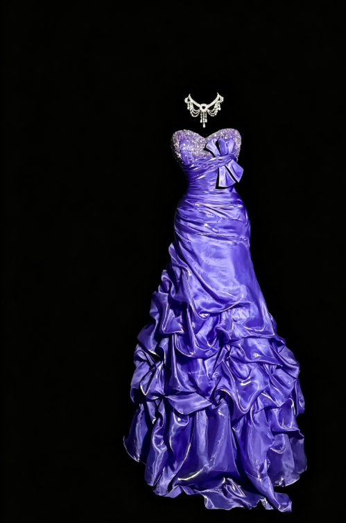 Chic Sweetheart Sheath Satin Beaded Long Evening Dress Purple Prom Dress ED07981