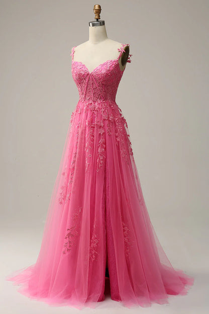 A-Line Elegant Sweetheart Neck Tulle Lace Dark Blue Long Prom Dress, Dark Blue Long Evening Dress   ED080