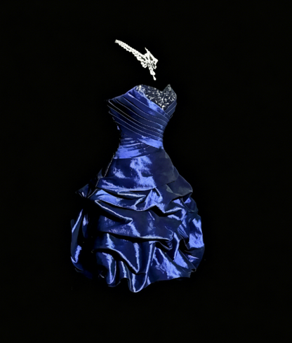Elegantes blaues Cocktailkleid Trägerloses A-Linien-Geburtstagskleid Satin Abschlussballkleid ED08006