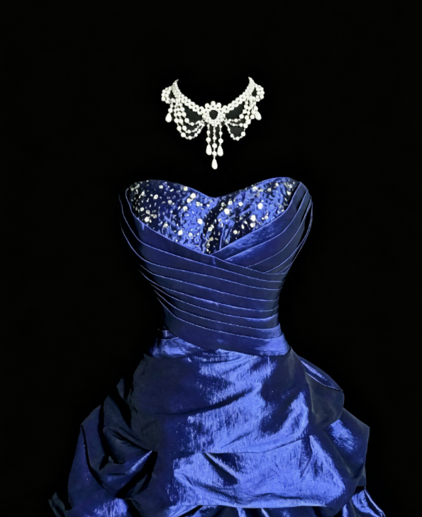 Elegantes blaues Cocktailkleid Trägerloses A-Linien-Geburtstagskleid Satin Abschlussballkleid ED08006