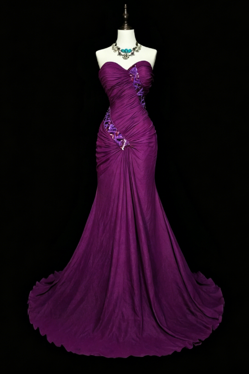 Goregeous Sweetheart Sheath Chiffon Long Evening Dress Purple Prom Dress ED08016
