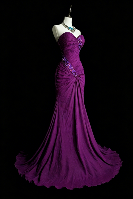 Goregeous Sweetheart Sheath Chiffon Long Evening Dress Purple Prom Dress ED08016