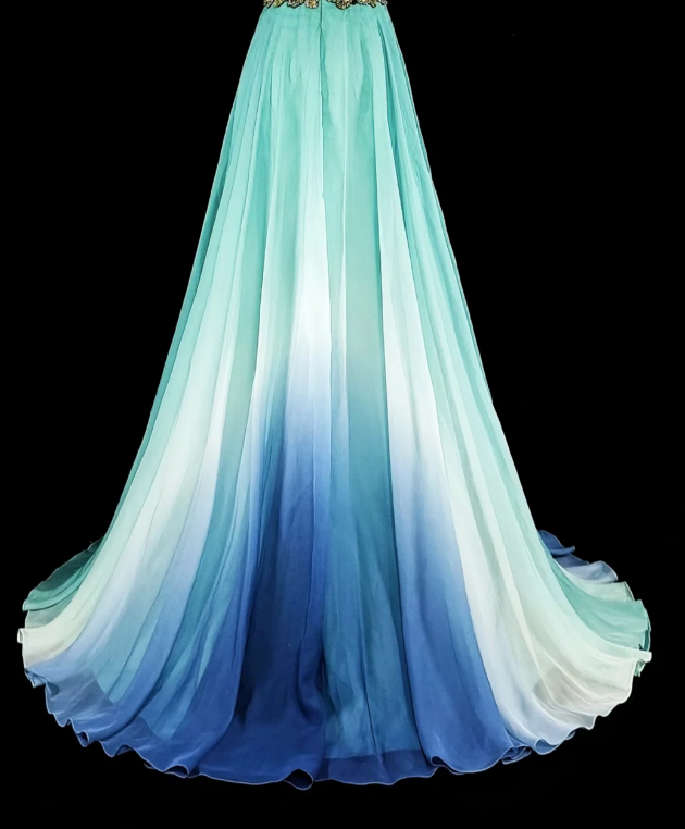Goregeous Strapless A-Line Chiffon Long Evening Dress Blue Prom Dress ED08018