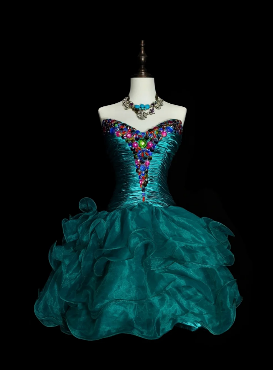 Chic Sweetheart Birthday Dress  A-Line Tulle Homecoming Dress Teal Party Dress ED08019