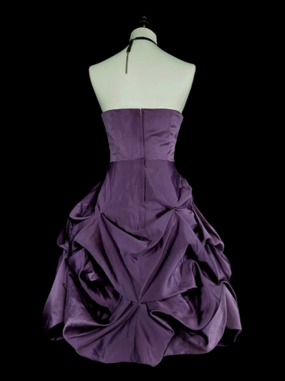 Chic Strapless Birthday Dress  A-Line Satin Homecoming Dress Purple Party Dress ED08021