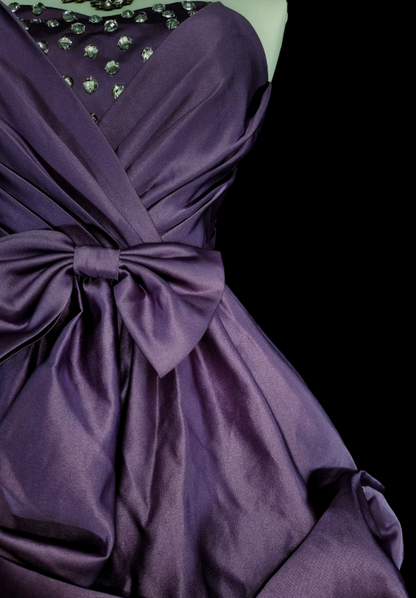 Chic Strapless Birthday Dress  A-Line Satin Homecoming Dress Purple Party Dress ED08021
