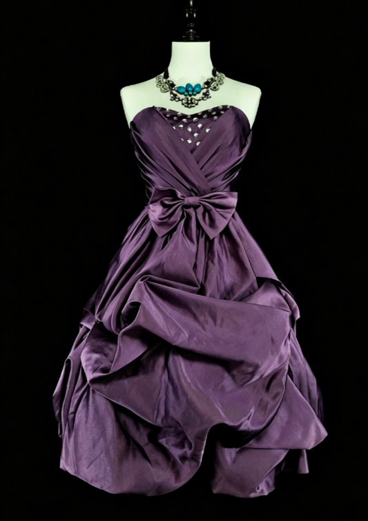 Chic Strapless Birthday Dress  A-Line Satin Homecoming Dress Purple Party Dress ED08021