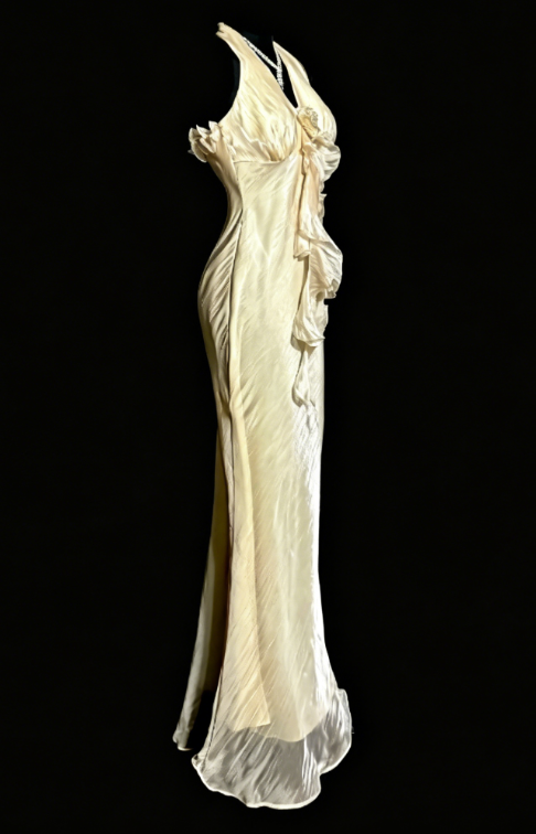 Chic V-neck Sheath Chiffon Long Evening Dresss Yellow Prom Dress ED08029