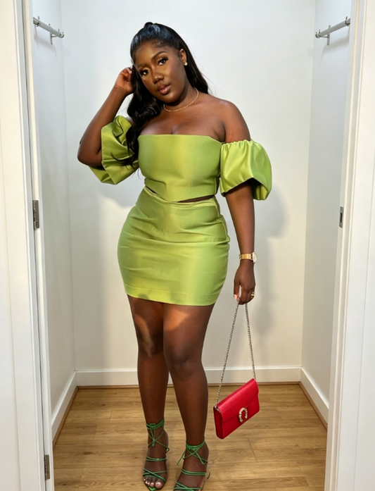 Cute Off-shoulder Birthday Dress Sheath Satin Short Cocktail Dress Green Party Dress ED08032
