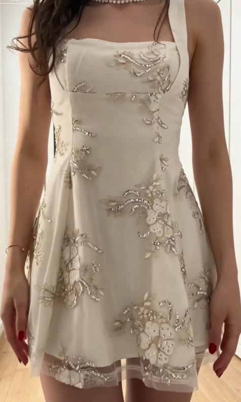 Cute Straps Birthday Dress A-Line Tulle Short Cocktail Dress White Party Dress ED08034