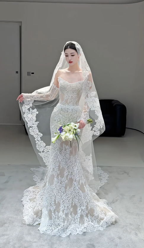 Timeless Sweetheart Sheath Long Wedding Dress Lace Applique Bridal Gown White Bridal Dress ED08057