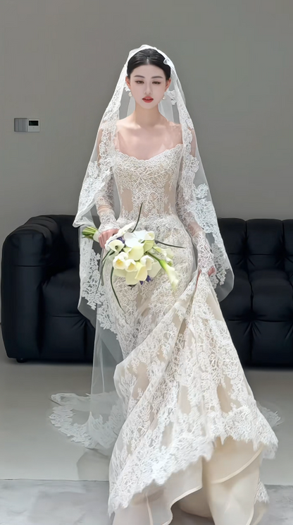 Timeless Sweetheart Sheath Long Wedding Dress Lace Applique Bridal Gown White Bridal Dress ED08057