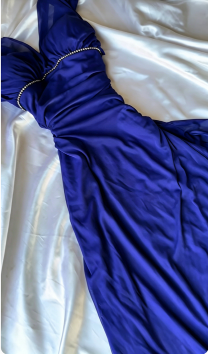 Elegantes lila Ballkleid V-Ausschnitt Etui Chiffon Langes Abendkleid ED08063