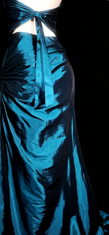 Classy Teal Prom Dress Halter Sheath Satin Long Evening Dress  ED08073