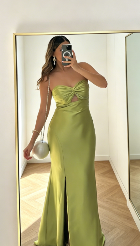Classy Green Prom Dress Sweetheart Sheath Satin Long Evening Dress ED08074