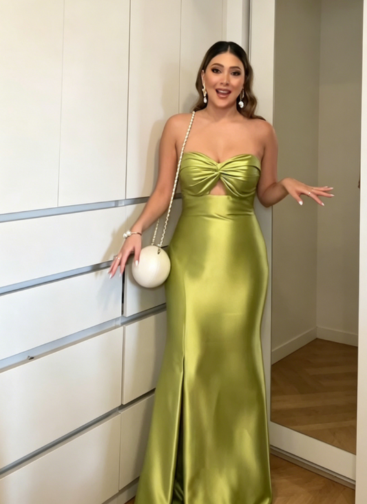Classy Green Prom Dress Sweetheart Sheath Satin Long Evening Dress ED08074