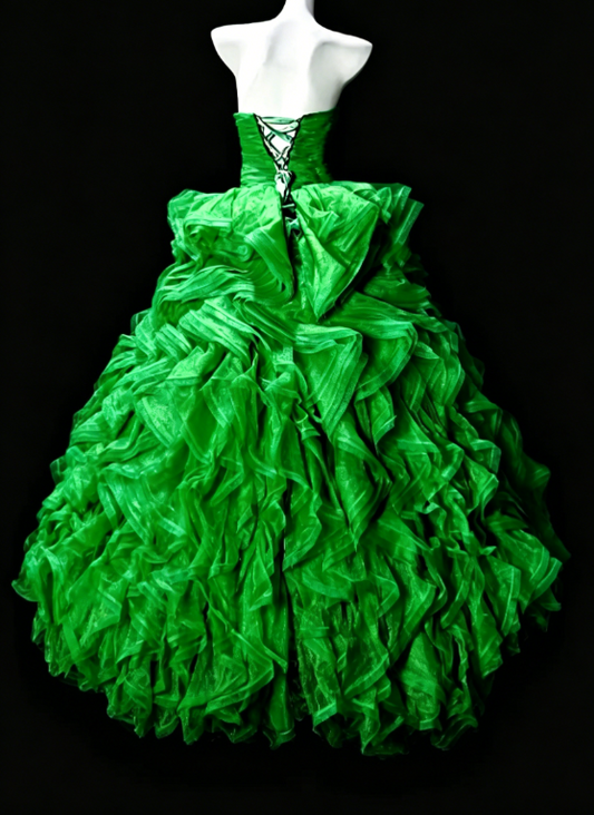 Gorgeous Strapless Quinceanera Dress Ball Gown Tulle Birthday Dress Green Sweet 16 Dress ED08126