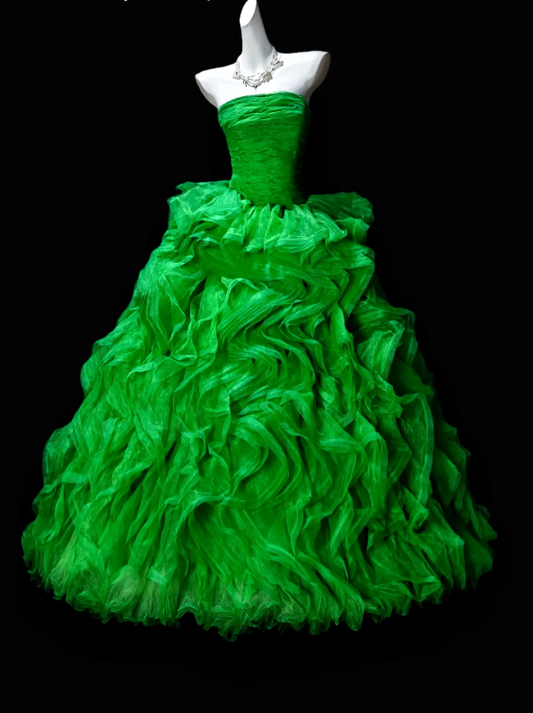 Gorgeous Strapless Quinceanera Dress Ball Gown Tulle Birthday Dress Green Sweet 16 Dress ED08126