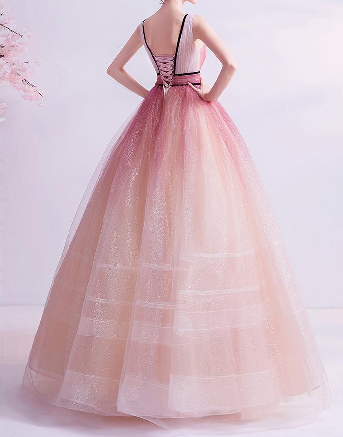 Robe de bal longue en tulle bordeaux à col en V, robe de soirée en tulle ED0813